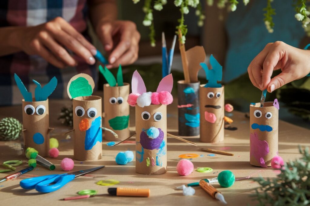 recycled toilet paper roll animal sculptures